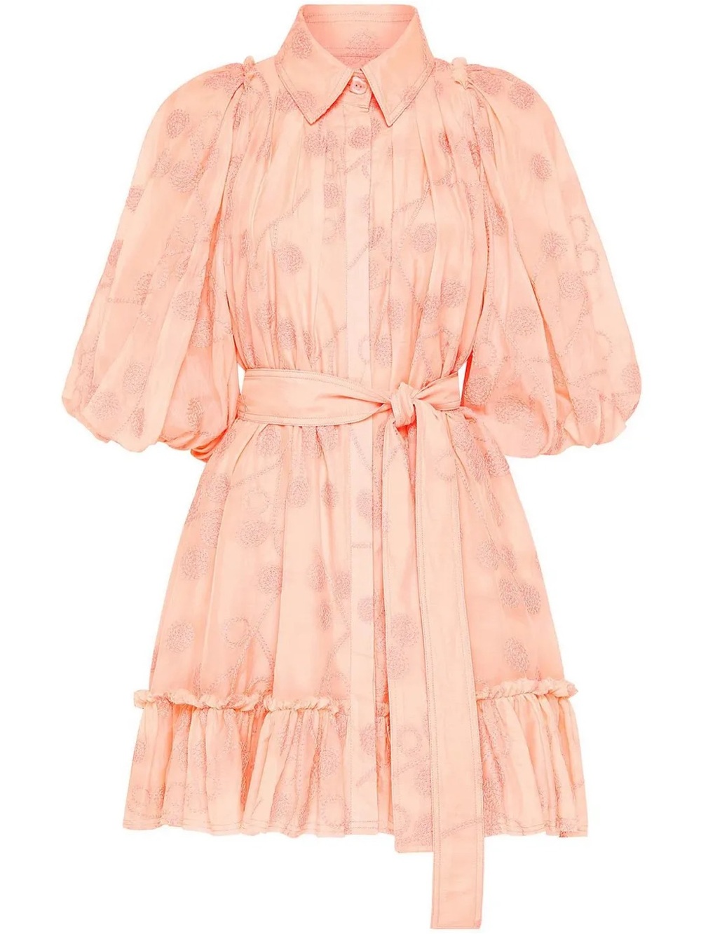Like New - Aje Textural Puff Sleeve Mini Dress Peach (US 10)